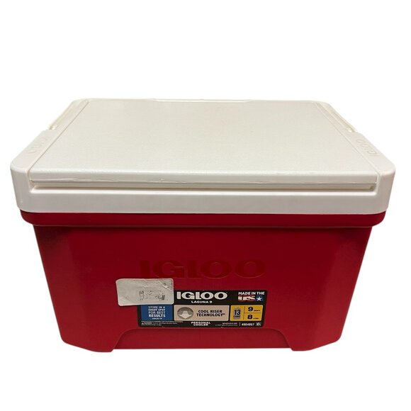 Igloo Laguna 9-Quart Hard Cooler Red & White 13 Twelve-Ounce Cans Cool Riser USA - Picture 1 of 9